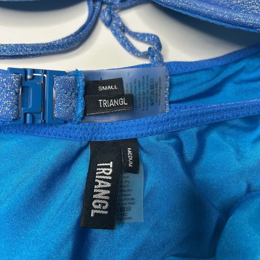 Triangl Blue Sparkly Bikini Set Small Top / Medium Bottom